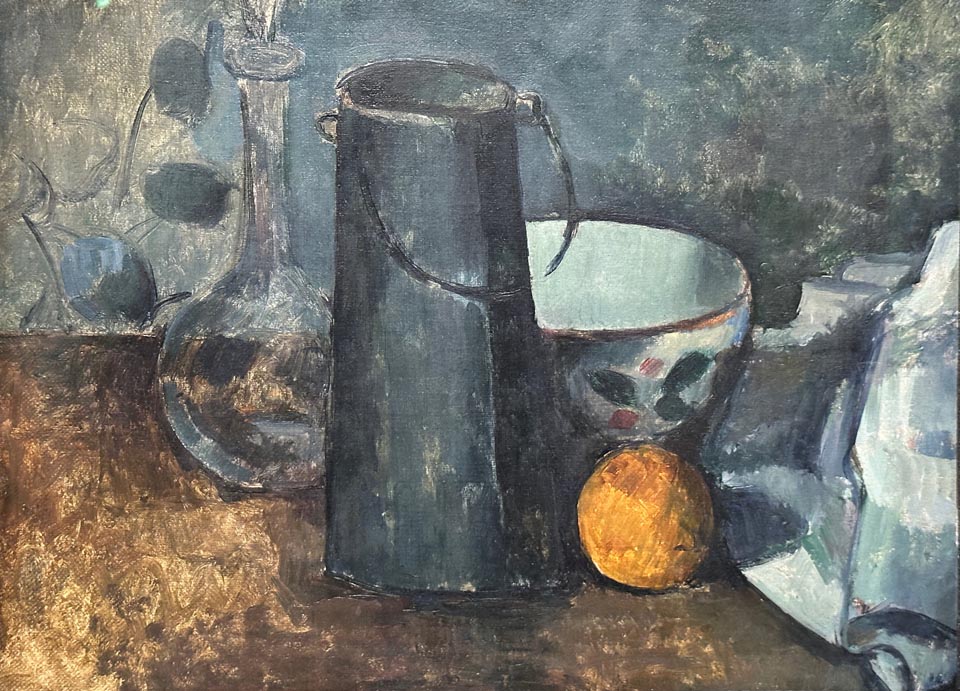 Paul Cezanne 1839-1906, Still Life with Carafe, Milk Can, Bowl and Orange 1879-1880, Dallas Museum of Art